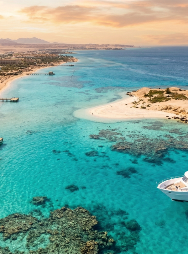 Luxury white yacht in the crystal clear waters of the Red Sea - Hurghada and Sharm El Sheikh boat tours and snorkeling